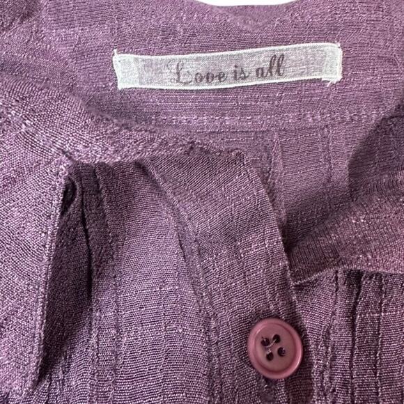 LOVE IS ALL Lagenlook Purple Button Front Pleated Tunic Blouse M - Picture 6 of 10